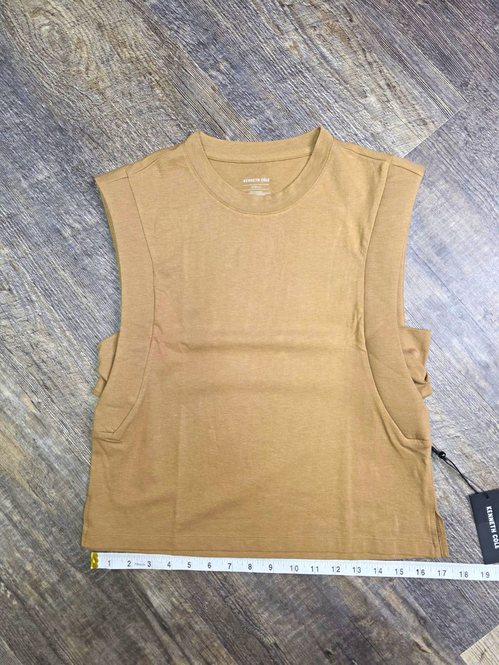 Kenneth Cole Womens XS Chai Knit Tank Top Crew Neck Cotton Modal Blend